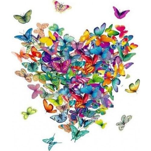 JMINE Div 5D Hearts butterfly Full Diamond Painting cross stitch kits art High Quality Animal 3D paint by diamonds
