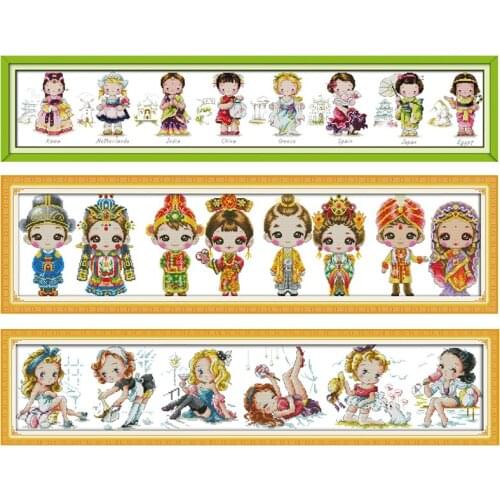 Joy Sunday Stamped Cross Stitch Kits One World Patterns 14CT 11CT Counted Print Crafts Decor Handmade Embroidery Needlework Sets