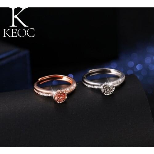 Keoc Summer New Adjustable Size Ring Rose Lady Ring Wedding Engagement Party Date Luxury Jewelry Birthday Gift Accessories