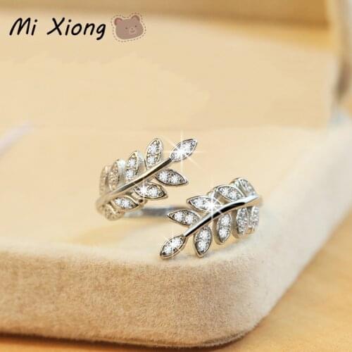 Mi Xiong 925 sterling silver rings for women original design creative olive leaf diamond unique cute charm wedding brand jewelry