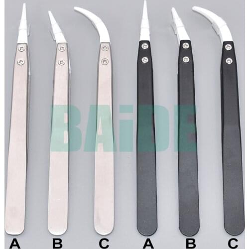 Elbow Weezers TWES Heat Resistant Stainless Steel Ceramic Tweezers Pointed Tip For Electronic Cigarette Coils 60pcs/lot