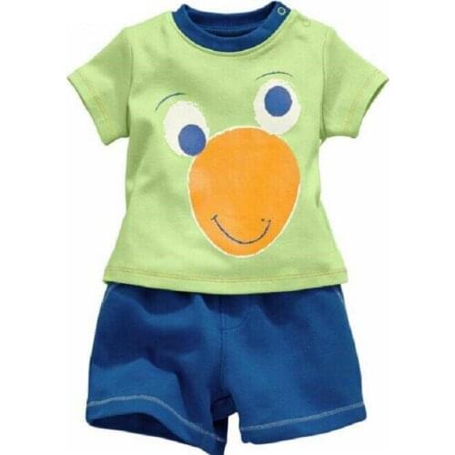 Green Bear Baby Boy Clothes Suit Summer Boys Short Sleeve T-Shirts Pants 100% Cotton Toddler Tops Tee Shirt Pajamas 2-Piece Suit