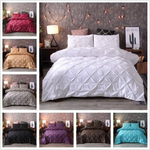 FAMIFUN Luxury Duvet Cover Set White/Black Pinch Pleat 2/3pcs Twin/Queen/King Bedding Sets (No filling,No sheet)