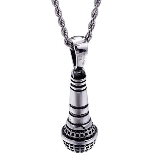 Creative fashion rock hip hop titanium steel pendant microphone