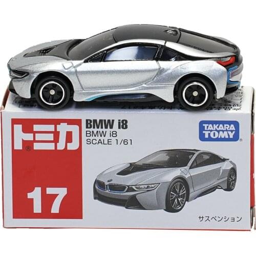 Hot Takara Tomy Tomica Alloy Cars #17 Scale 1:61 BMW i8 Silver E-POWER Sports Car Electric Vehicle Model Diecast Metal Toys Kids