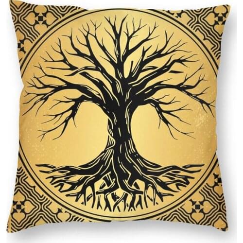 Fashion Tree Of Life Square Throw Pillow Cover Home Decorative 3D Two Side Print Gold Tarot Card Cushion Cover for Sofa