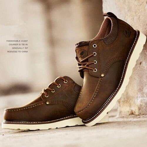 Motorcycle Riding Retro Rubber Boots Mens Waterproof Martin Shoes Ankle Leather Boot Casual Boots Motorbiker Four Season Boot