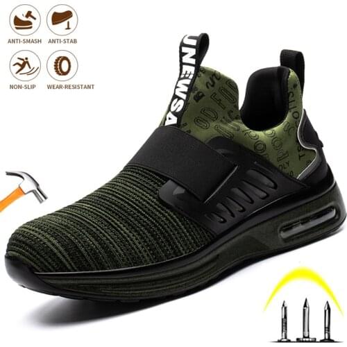 Mens Safety Work Shoes Steel Toe Cap Anti-puncture Anti-smash Industrial Work Sneakers Lightweight Outdoor Comfor Boots Fashion