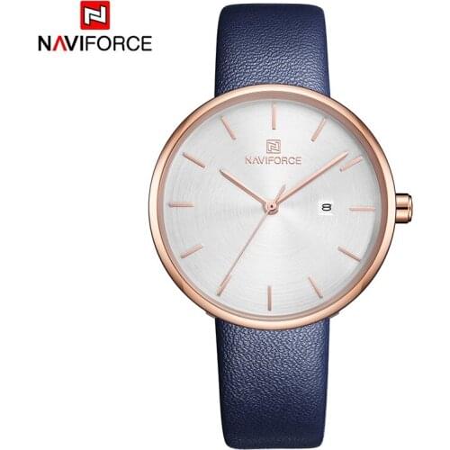 NAVIFORCE Womens Watches Luxury Brand Fashion Leather Wrist Watch Ladies Thin Quartz Clock Waterproof Relogio Feminino For Girl