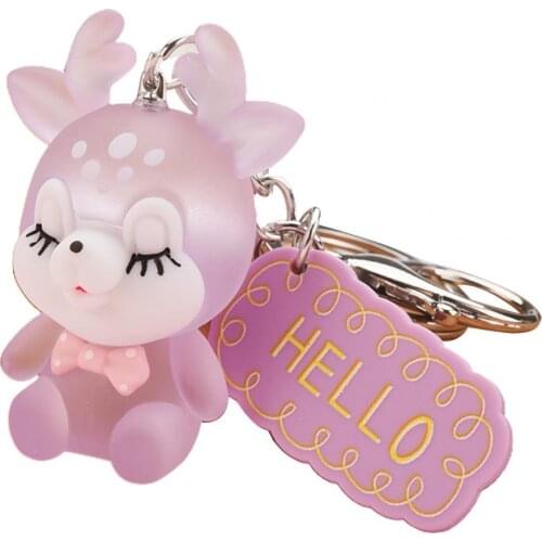 2021 new Cartoon Elk Luminous Keychain Car Key Ring Holder Handbag Hanging Decor Gift
