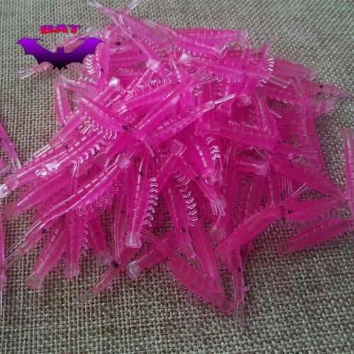 100pcs soft pink small shrimp fishing lure baits artificial prawn nymph lure worm baits soft shrimp lure 4cm 0.5g free shipping