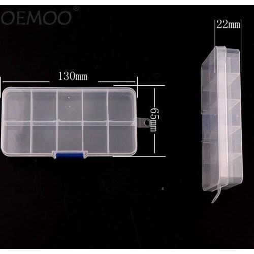 10 Grids Adjustable Transparent Plastic Storage Box for Small Component Jewelry Tool Box Bead Pills Organizer Nail Art Tip Case