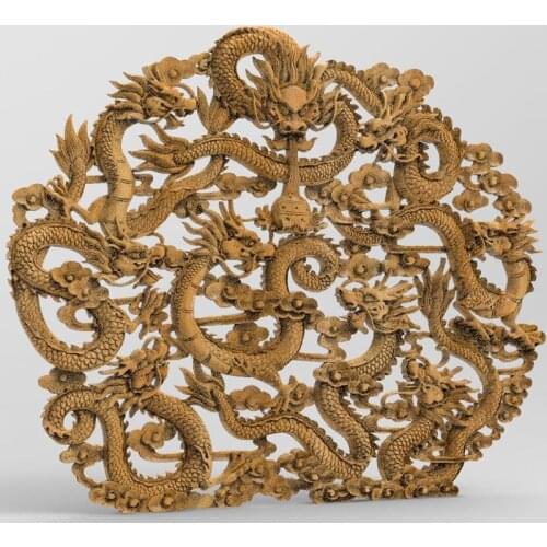 New Nine Dragons STL relief 3d Model for CNC Router 3D Printer Artcam Aspire Bas Relief