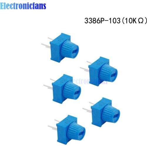 5pcs 3386P-1-103 Trimpot Potentiometer Resistor 10KΩ Ohm 10K with Knob Single Turn Breadboard Trim Potentiometer for Arduino