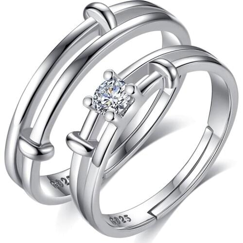 Romantic Couple Rings Simple Style Smooth Opening Design Finger Ring Cute Lovers' Wedding Ring Jewelry For Men Women