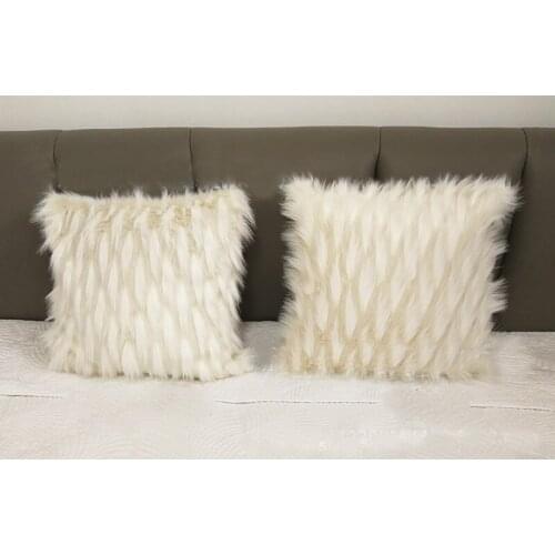 Luxury White Plush Fur Cushion Cover Fluffy Soft Beauty Pillow Case Cover Sofa Bed Car Home Room Decoration 45X45cm