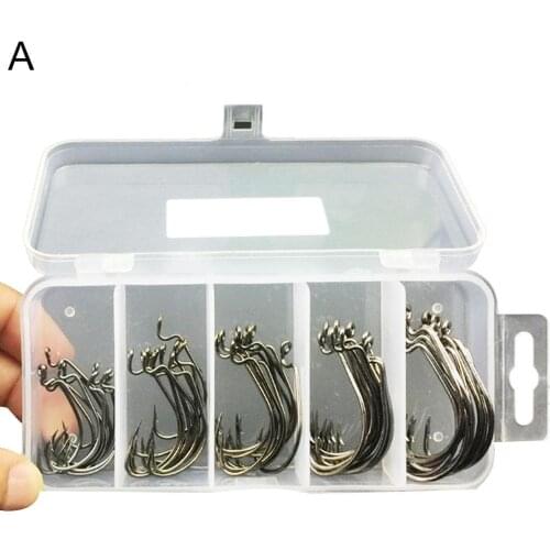 50pcs/100pcs sea hooks Fishing box LUSHAZER offset hook 2#-3/0# carp snap fishing big hooks for tackles accessories fishhook