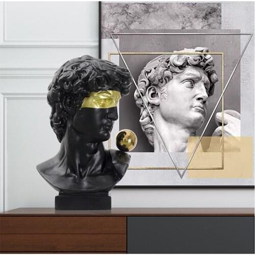 MODERN ARTS DAVID STATUE ABSTRACT FIGURE ART SCULPTURE MICHELANGELO BUONARROTI RESIN ART&CRAFT DECORATIONS FOR HOME GIFT R4107