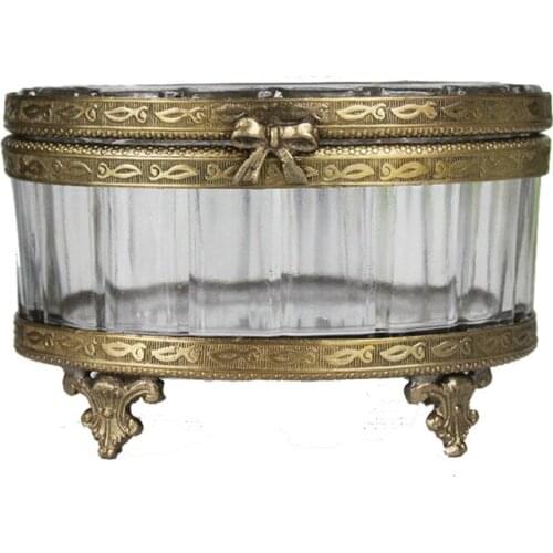 Handmade Glass with Brass Vintage Court Affordable Luxury Jewelly Storage Box Decoration Ornaments