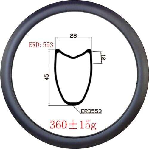 Ultralight 360g 700c 45mm x 28mm Tubular road disc carbon rims UD 3K 12K matte glossy 18H 20H 24H 28H 32H gravel all road wheels