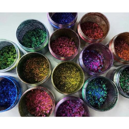 Cosmetic Colorful AURORA Chrome Chameleon Flakes Eyeshadow Multi Peacock Galaxy Flake Dust Nail Art Mirror Pigment Supplier