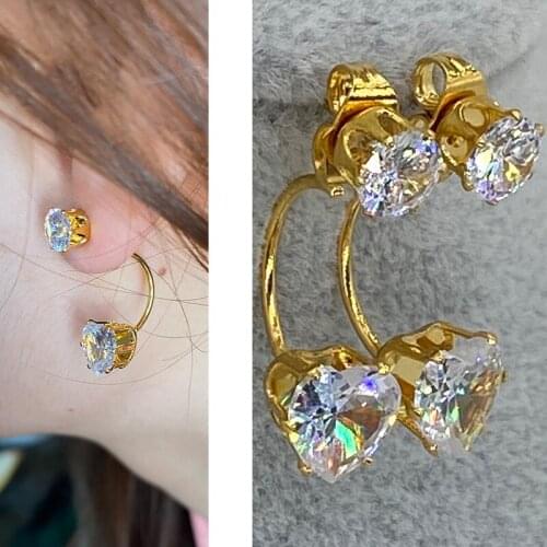 Heart Dubai Africa Wedding earings For Women love Cubic Zirconia Stone White Gold Color Trendy Jewelry Bridal Engagement earings