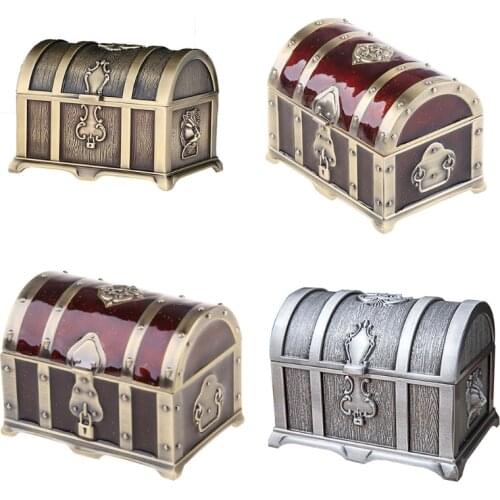 Vintage Pirate Treasure Chest Gift Storage Case Necklace Antique Retro Box