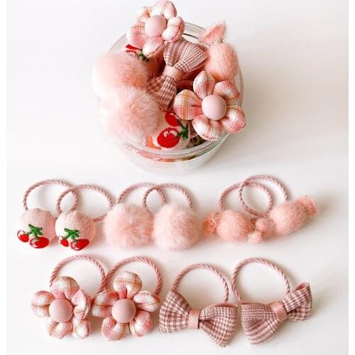 10/20/24 Pcs/Set Baby Girls Cute Cartoon Flower Scrunchies Rubber Bands Children Lovely Elastic Hair Bands Kids Hair Accessories