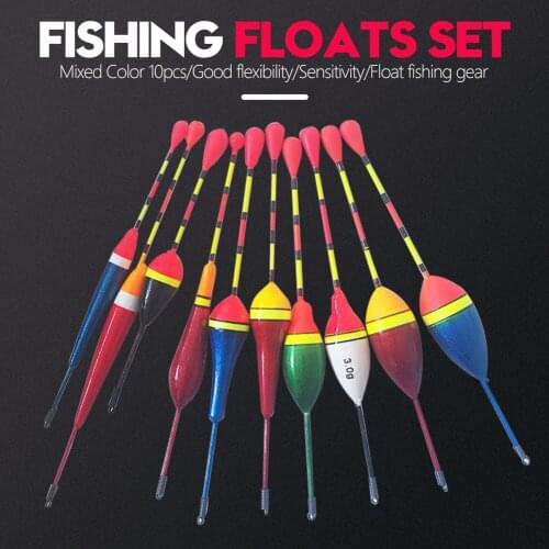 10Pcs/Lot Fishing Floats Set Buoy Bobber Fishing Light Stick Floats Fluctuate Mix Size Color Flotador For Fish Accessories Buoy