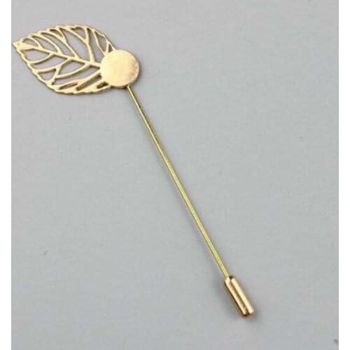 10Pcs/Lot Gold leaf Plated Copper Hat Brooches pins Stick brooch lapel pin base for women men Diy Jewelry Findings Jewelry