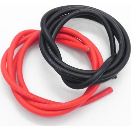 100 sets/lot 10AWG 1M Black+1M Red high temperature Soft Silicone Wire / Silica Gel Wire / Silicone Tinned copper Cable DZ0176