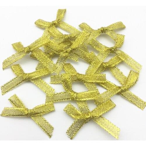 100pcs 7mm Glitter Ribbon Sparkle Gold Tail Bows Embellishments For Doll Hair Accessories Christmas Wedding Invites Cardmaking