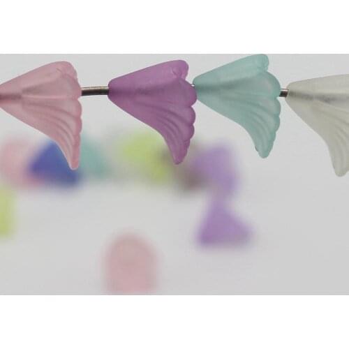 200 Mixed Color Frosted Acrylic Lily Bell Flower Beads Cap 10X12mm Flower Jewelr