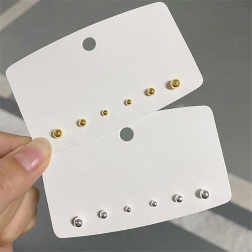 3/4/5 mm Gold Color Ball Stud Earrings Set Fashion Mixed Size Small Studs Earring Sets Silver Color Jewelry