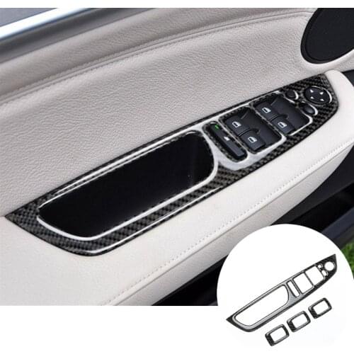 Carbon Fiber Door Armrest Window Switch Cover For BMW X5 E70 2008-2013 X6 E71 2009-2014 4pcs Car accesories interior Car Trim