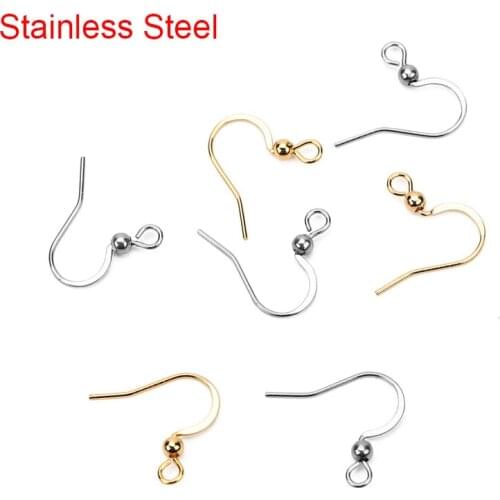 50pcs/lot Hypoallergenic Surgical Stainless Steel Earring Hooks Clasp Wire Diy Findings Accessories For Earrings Jewelry Making