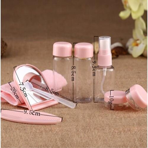 9pcs/Set Portable Refillable Bottles Travel Bottle Makeup Cream Empty Container Storage Bag Spray bottle