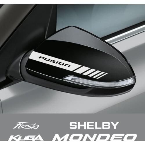 2PCS Car Rearview Mirror Sticker For Ford ECOSPORT EDGE ESCAPE EXPLORER Fiesta FUSION GHIA KUGA MONDEO MUSTANG SHELBY ST TAURUS