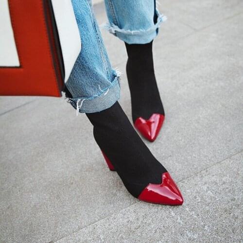 Big Size Ma'am Coarse heel Short boots Pure color Fashion boot barrel High heel boots