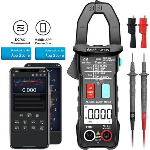 BSIDE ZT-5BQ 6000 Count NCV Test Digital Smart Clamp Meter with BT Function True RMS Clamp Type Multimeter Capacitance Frequency
