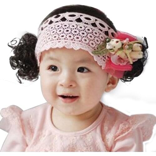 Emmababy Exquisite Baby Girl Bow Headband Elegant Hairband Lace Wig Hair Accessories UK