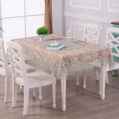 Nina European embroidered tablecloth wholesale lace cloth art tea table cloth dressing table cover crochet lace tablecloth