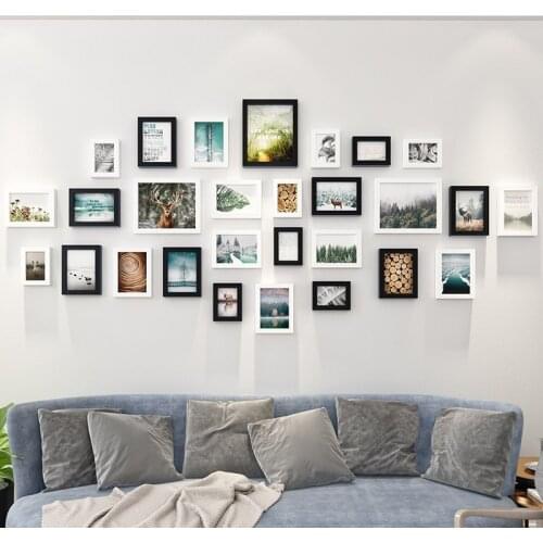 European 28 Pcs/Set Simple Modern Photo Frame Family Picture Frames For Decoration Photo Paintings Combination Room Wall Living