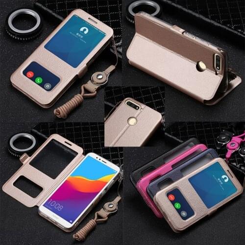 Honor 8X Max Case Cover Quick View Window Flip Leather Case For Honor 7C AUM-L41 Russian Version Back Cover