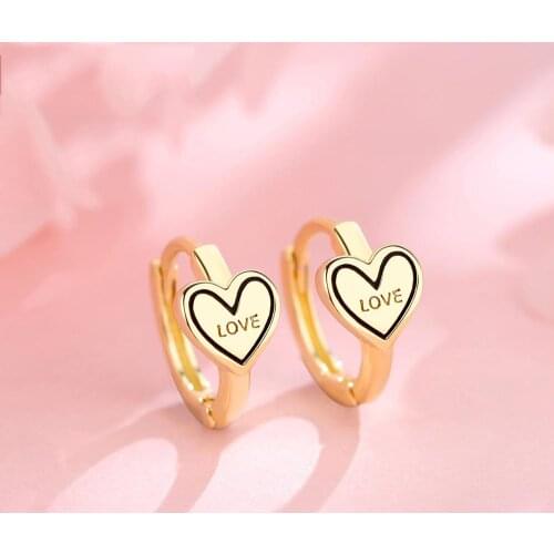 Korean Cute Small Loop Hoop Earrings Gold Silver Color Love Heart Round Circle Huggie Earrings for Women Boho Jewelry D5T640