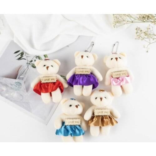 Lovely Teddy Bear Animal Dolls 10CM Baby Plush Toys 5 Colors Key Chain Ring Pendant Plush Toys Kids Gift