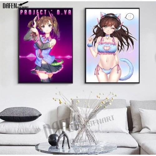 Fashion Popular Games D.va Will Sign Hd Canvas Painting Hanging Posters Printed For Modern Living Room Decoration Frameless