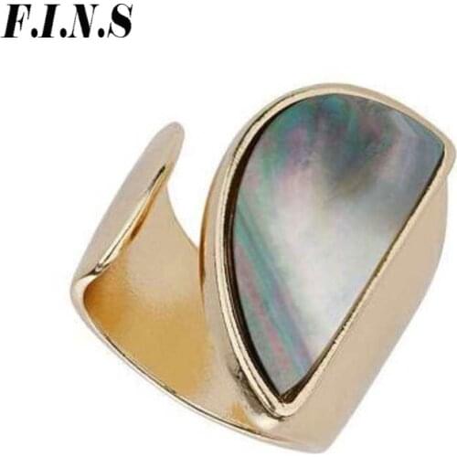 F.I.N.S Fashion Geometric Gold Color Zinc Alloy Vintage Open Cuff Multicolor Shell Ring Bijoux Anel Masculino Ring Anillos Mujer