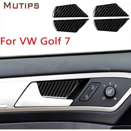Mutips car inner door bowl cover handle trim carbon fiber sticker decoration styling interior for VW Golf 7 gti mk7 2013-2017
