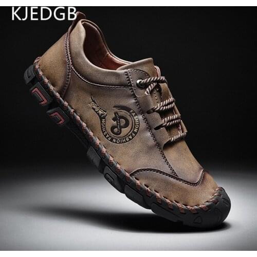 KJEDGB 2020 Leather Shoes Men Loafers Flats Hot Sale Outdoor Moccasins Mens Casual Shoes Big Size 38-46 Support Dropshipping